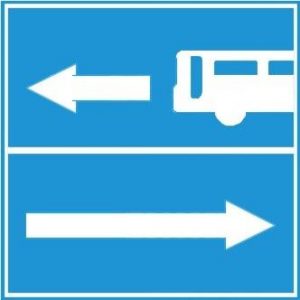 Biển báo I.413b - Rẽ ra đường có làn đường dành cho ô tô khách