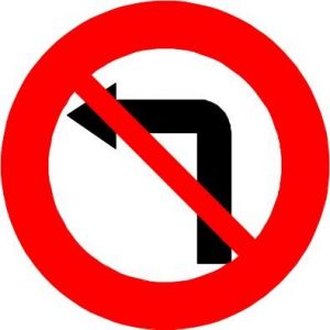 Biển báo P.123a - Cấm rẽ trái