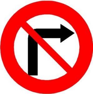 Biển báo P.123b - Cấm rẽ phải