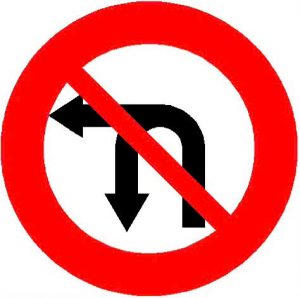 Biển báo P.124c - Cấm rẽ trái và quay đầu xe