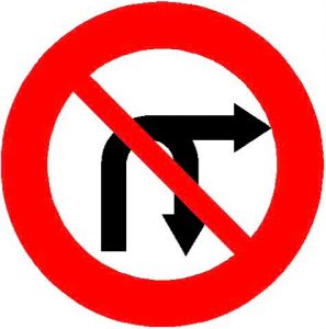 Biển báo P.124d - Cấm rẽ phải và quay đầu xe