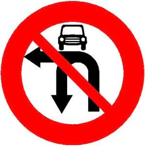 Biển báo P.124e - Cấm ôtô rẽ trái và quay đầu xe