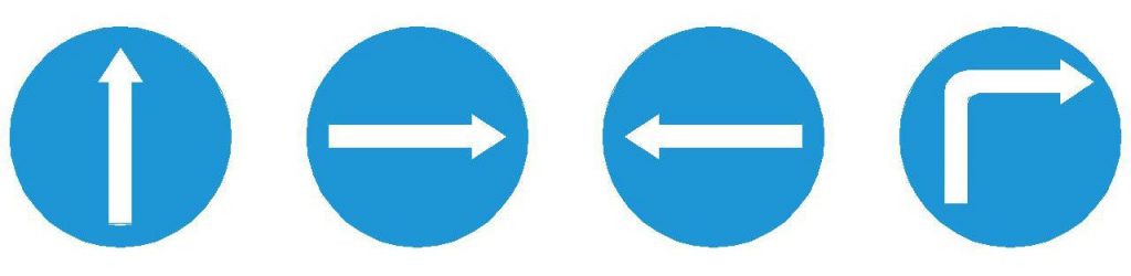 Biển báo R.301a,b,c,d - Hướng đi phải theo