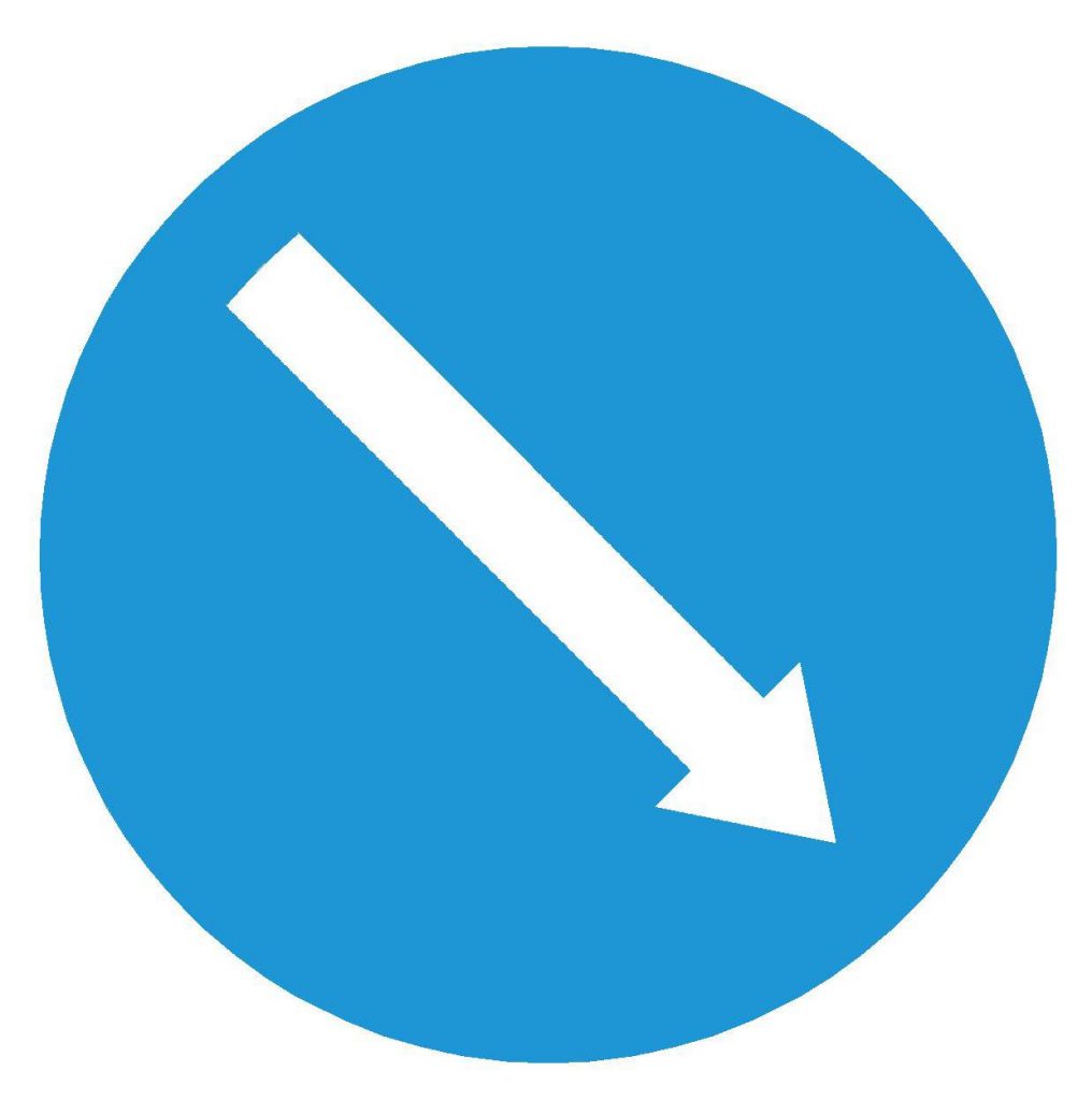 Biển báo R.302a - Hướng phải đi vòng chướng ngại vật