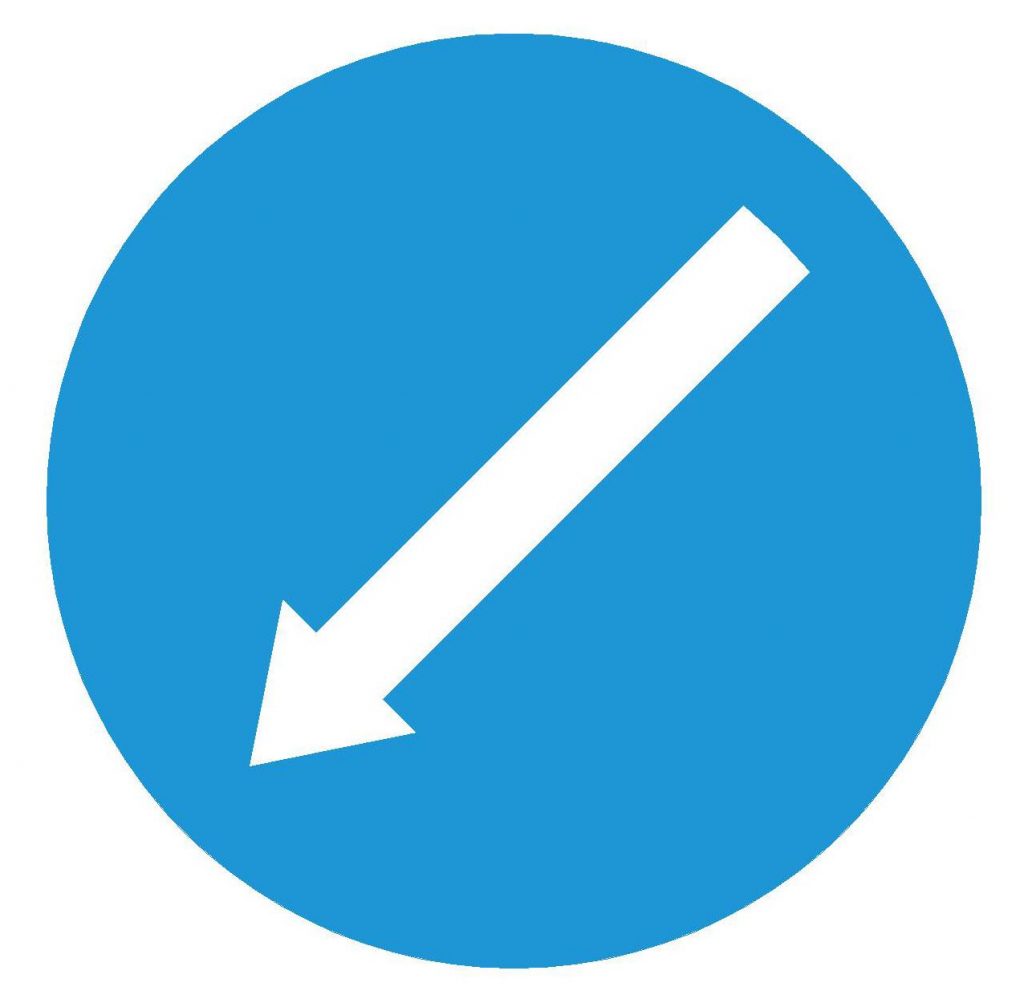 Biển báo R.302b - Hướng phải đi vòng chướng ngại vật