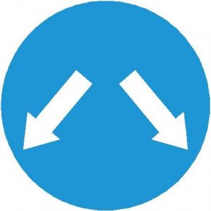 Biển báo R.302c - Hướng phải đi vòng chướng ngại vật