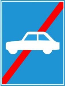 Biển báo R.404d - Hết đoạn đường dành cho xe ôtô con