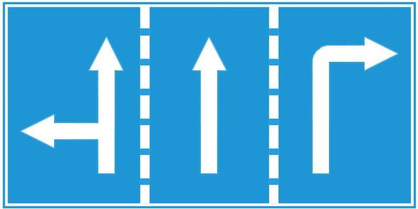 Biển báo R.411 - Hướng đi trên mỗi làn đường phải theo