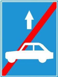 Biển báo R.412j - Kết thúc làn đường dành riêng cho từng loại xe hoặc nhóm xe