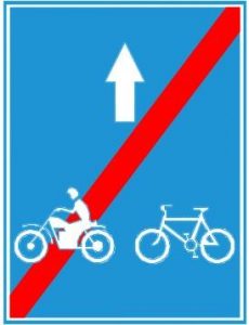 Biển báo R.412o - Kết thúc làn đường dành riêng cho từng loại xe hoặc nhóm xe