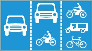 Biển báo R.415 - Biển gộp làn đường theo phương tiện và Kết thúc làn đường theo phương tiện