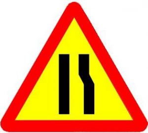 Biển báo W.203c - Đường bị thu hẹp