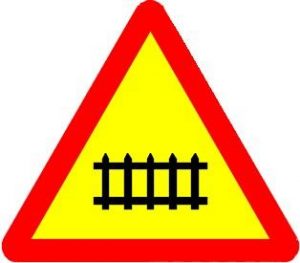 Biển báo W.210 - Giao nhau với đường sắt có rào chắn