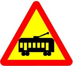Biển báo W.211b - Giao nhau với đường tàu điện