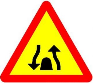 Biển báo W.236 - Kết thúc đường đôi