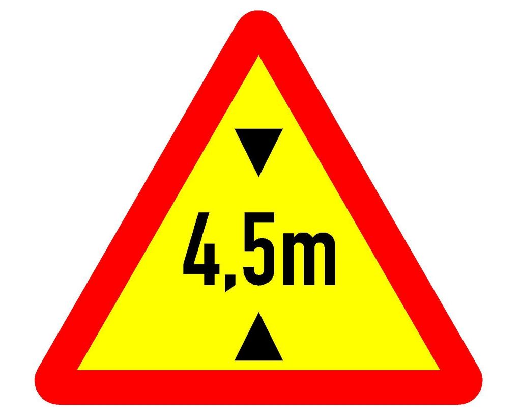 Biển báo W.239b - Chiều cao tĩnh không thực tế