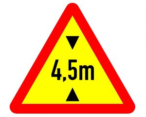 Biển báo W.239b - Chiều cao tĩnh không thực tế