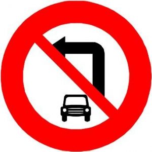 Biển báo P.103c - Cấm xe ôtô rẽ trái